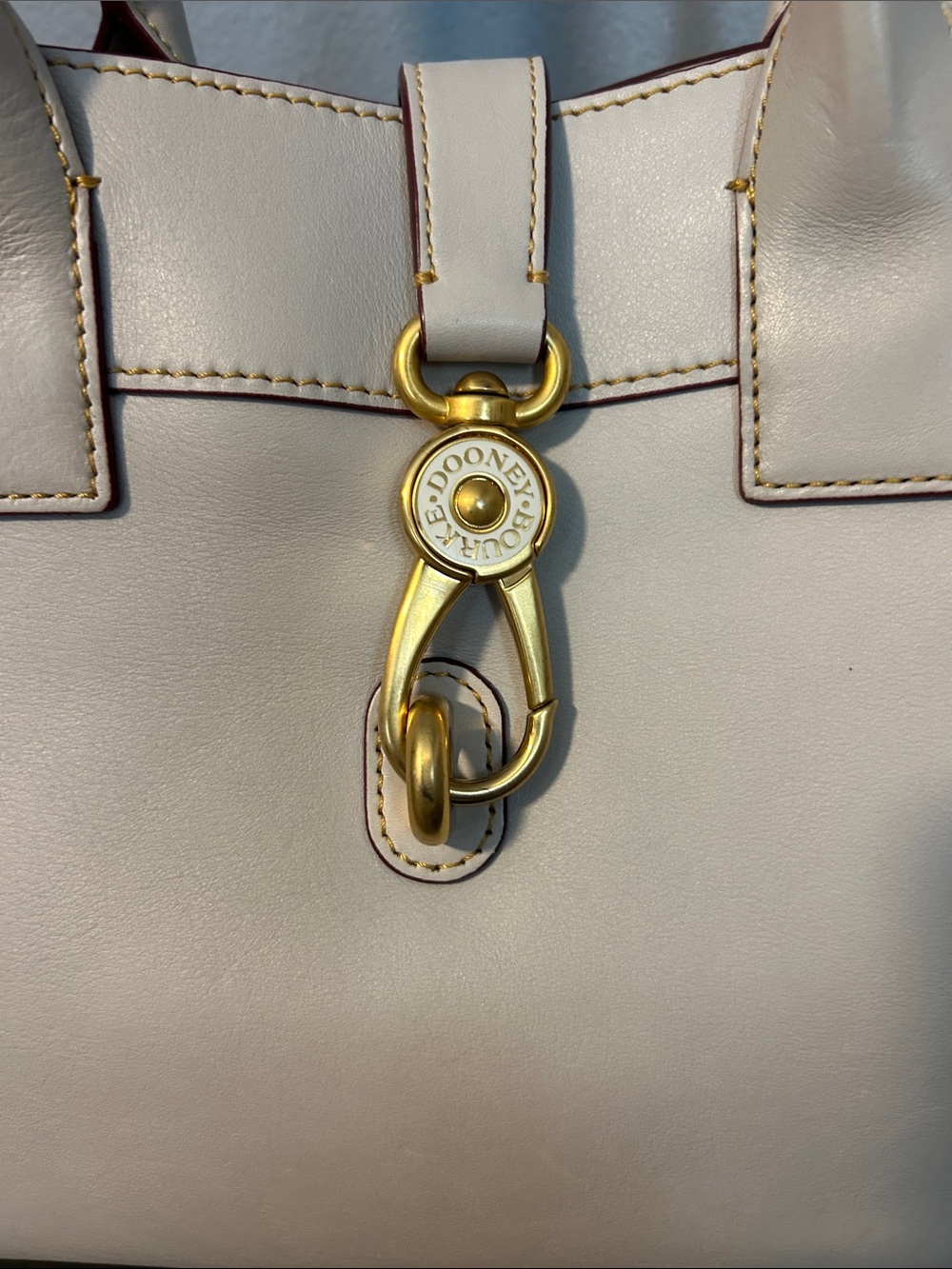Dooney & Bourke Light Beige Leather Tote Bag with Gold Hardware - Picture 2 of 8
